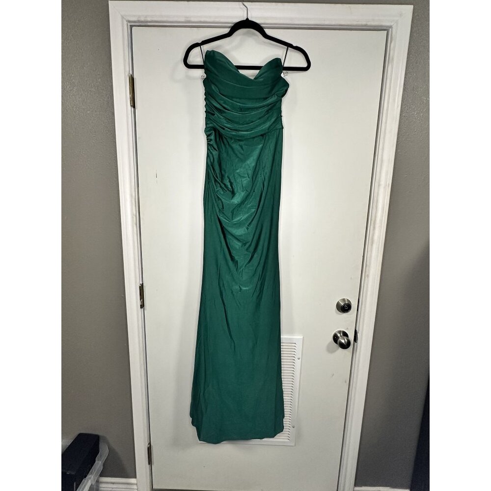 Elegant Emerald Green Strapless Formal Maxi Dress By Elanna / Size S / Evening G
